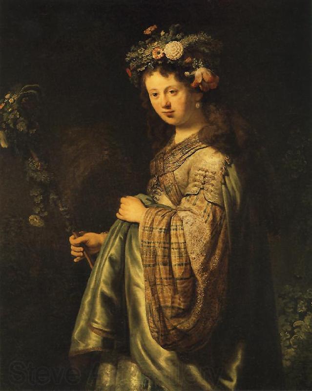 REMBRANDT Harmenszoon van Rijn Saskia as Flora Norge oil painting art